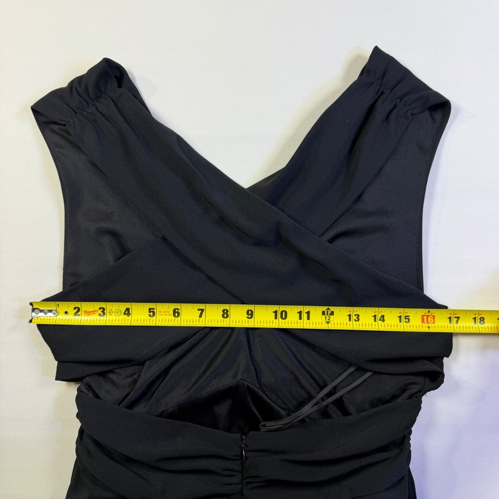 White House Black Market Black Plunge V-Neck Open Back Maxi Gown Dress 10 Sexy - Picture 12 of 14